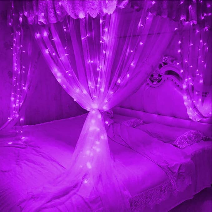 Twinkle Star LED String Curtain Light, Purple, 6 Inches | Indoor Outdoor, Halloween Wedding Party, Home Garden Bedroom Wall Decoration