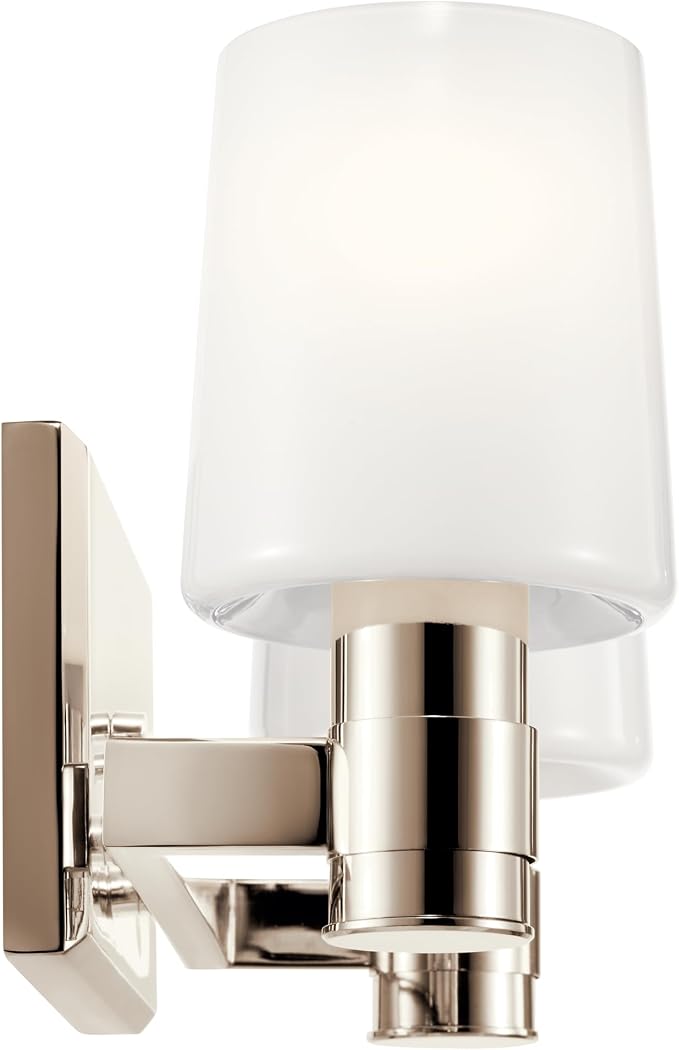 Kichler Adani 2-Light Bathroom Vanity Light, Polished Nickel | Modern vanity light with opal glass for bathrooms and powder rooms (14.5" x 8.25"), 55175PN