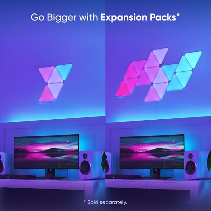 Nanoleaf Shapes Triangle Lights, Smart RGBW LED Wall Light Panels, 7PK | Compatible with Alexa Google Assistant, Home Wall Decor for Living Room with Music Sync, Smarter Kit