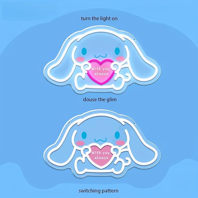 Cinnamoroll Neon Sign for Room Decor, USB Powered LED Lights with Dimmable, Japanese Cartoon Dog Neon Signs, Cute Night Light Gifts for Children (15.7"L x 9"W)