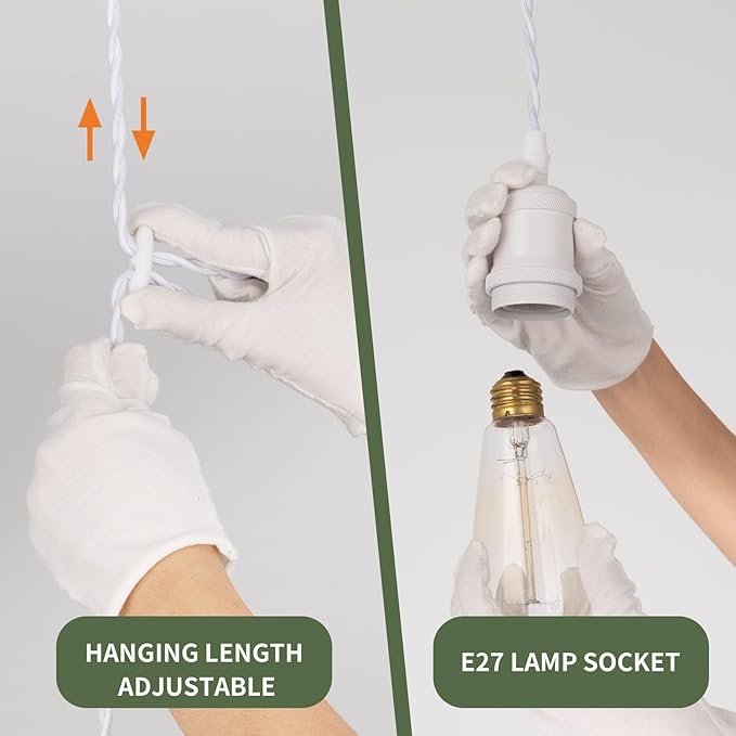 mirrea H Type White Track Lighting Pendant with E26 Socket Cord Adjustable Pack of 3 (4 feet)