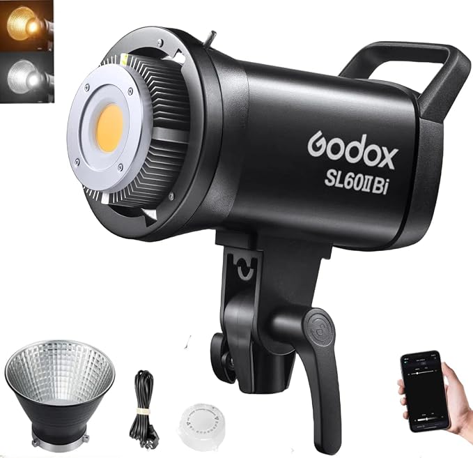 Godox SL60IIBi Bi-Color LED Video Light, 75W 25100Lux@1M CRI 96+ 11 FX Effects APP Control Bowens Mount Photography Continuous Light for Photography&Video