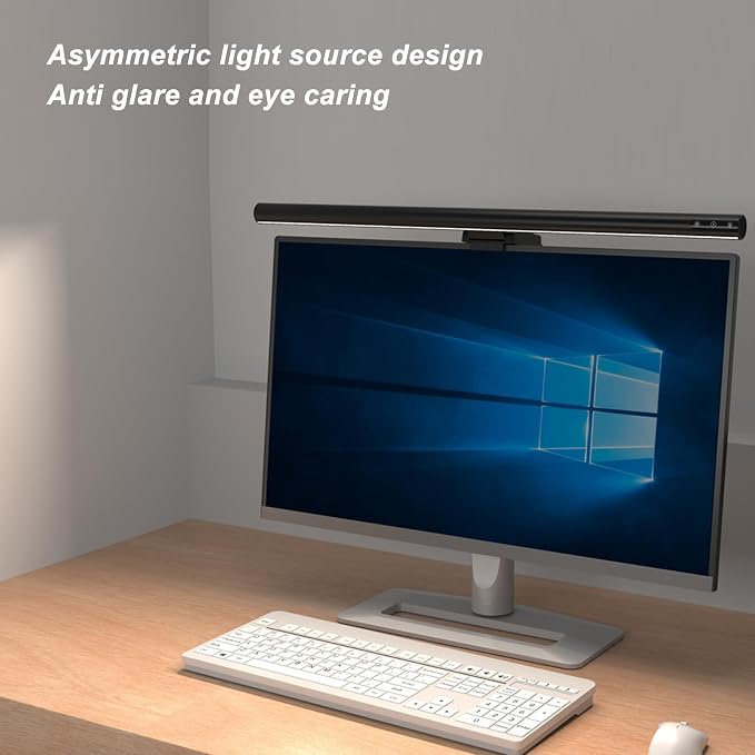 Monitor Light Bar Eye Caring USB Powered Computer Screen Light with 5 Color Temperatures & 3 Dimming Levels, Adjustable Clip for Flat and Curved Monitors up to 2 Inches (300SA5)