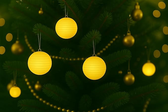 Pack of 6 Round Paper Lantern Lamp Paper Lanterns Party Decorations (Yellow, 8"/20CM)