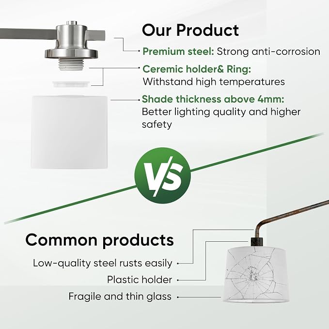 15 Inch Brushed Nickel Vanity Light for Bathroom 2 Light Bathroom Light Fixtures Over Mirror Milk Glass Makeup Shower Lamp Farmhouse Wall Sconce