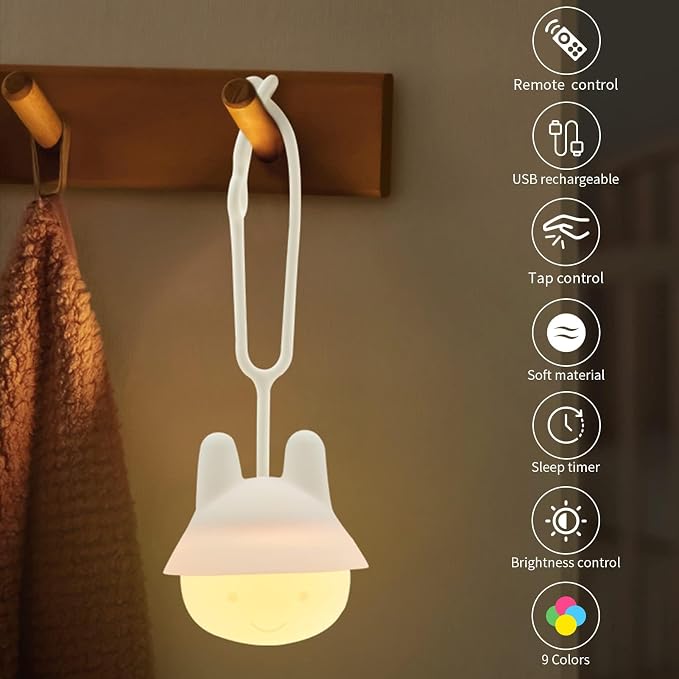 ShaArkMango Baby Travel Night Light, Rechargeable Portable Night Light for Car Seats, Cribs & Strollers, Soft Glow Eye-Caring Light for Infants & Toddlers