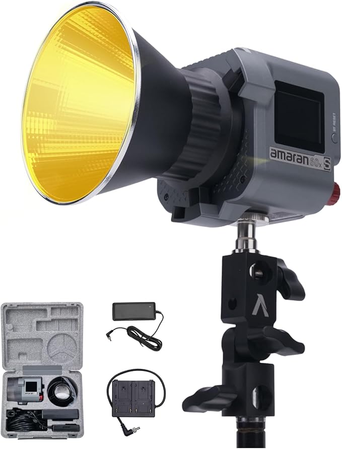 Aputure amaran COB 60xS Video Lighting Bi-Color COB Video Light LED Light | Bowens Mount point-source LED Studio Light , SSI (D56) of 87, 33,300 lux @ 1m,App Control,9 Lighting FX