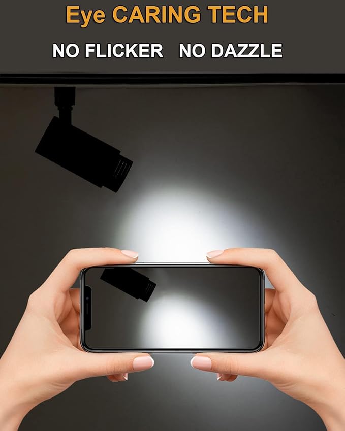 Zoomable 30W LED Track Lighting Heads,2700K-6500K Stepless Dimming H Type Dimmable Rail Ceiling Track Lights Fixtures,3000LM,Flicker Free 15°to 60°CRI90,White 6 Pack