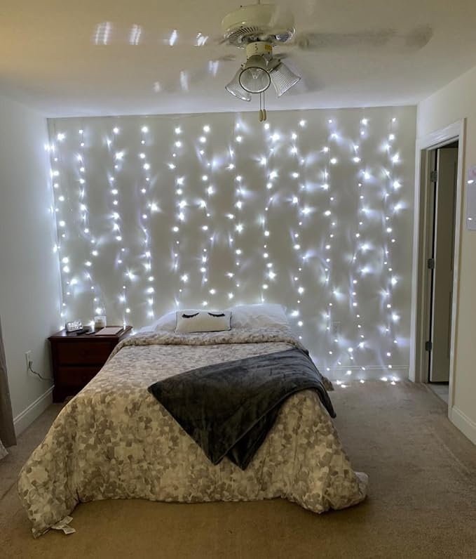 Lepro Lighting Ever 306 LED Curtain Lights Cool White, Hanging Fairy Lights | 10 x 10 ft Large Size, 18 Hang Down String Lights, 6.9" Apart, High Density Backdrop Lights, 8 Modes, 6000K, Not Connectable