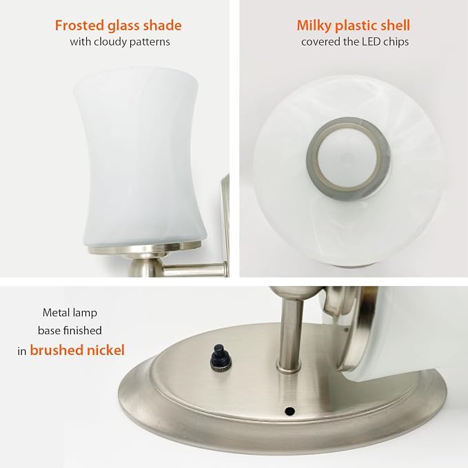 12V RV LED Wall Sconce with Glass Lampshade RV Interior Wall Decor Light with Switch 3500K Warm White Lighting, 1 Light