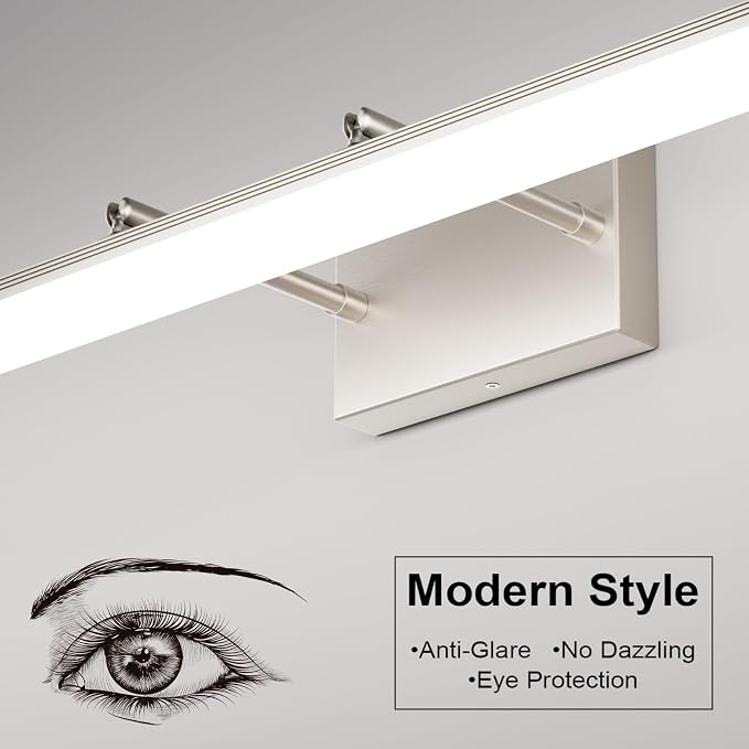 Aipsun 40 inch Modern Brushed Nickel Vanity Light Adjustable LED Bathroom Light Fixtures Over Mirror Rotatable Vanity Lighting 5500K