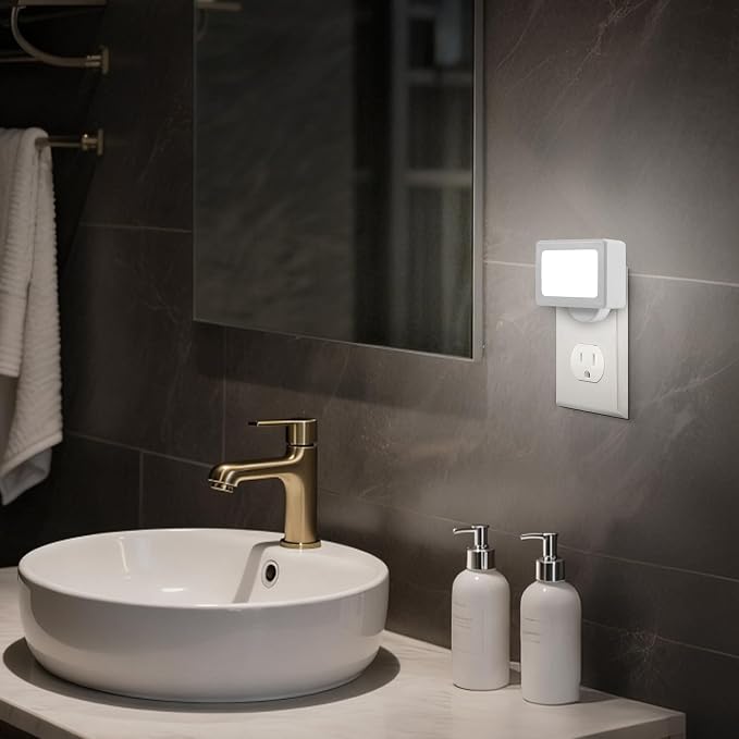 4-Pack LED Night Light Plug in,Adjustable 180° Swivel Head Daylight 5000K | Dusk to Dawn Auto On/Off,100LM, for Kitchen Counter, Desk, Staircase, Hallway, BathroomNon-Dimmable