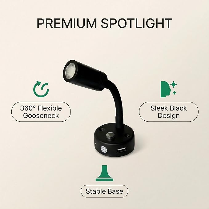 12V RV Reading Light, LED Wall Lamp with Switch, Bedside Light for Camper Trailer Boat,Dimming Function Available When Pressing the Touch Switch continously, Warm Light（2-Pack 3000k） | USB+Type-c,Dimmable,