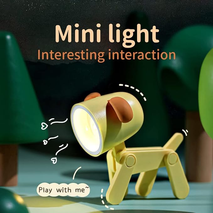 Cute Night Light for Kids, Adorable Mini Led Table Desk Lamp, Decorative Lamp Nightstand, Animal Pet Nightlights, Christmas Decorate Birthday Gifts for Children, Students (Dog 3 Colors-A)