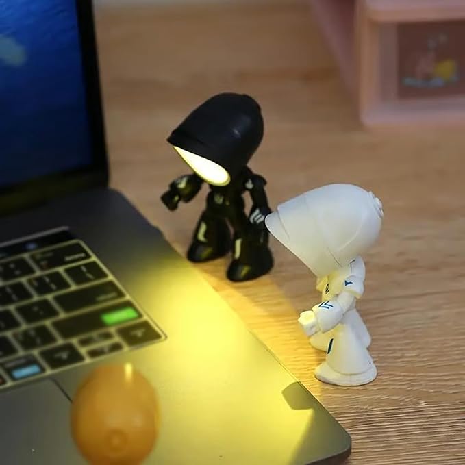 2PCS Lonely Robot Cartoon Cute Robot Design Companion Table Light, LED Mini Night Light, Mini Portable, for Bedroom Office, Thanksgiving Gifts (2pcs-I)