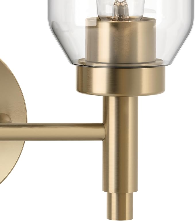 Kichler Madden 2-Light Bathroom Vanity Light, Champagne Bronze | Modern vanity light with clear glass for single or double bathroom mirrors (14.25" x 10.5"), 55184CPZ
