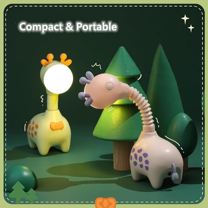 Fantasee Giraffe Night Light USB Rechargeable Nursery Light Bedside Sleeping Light for Child Kids Students Birthday Party Gift Home Decor (Pink)