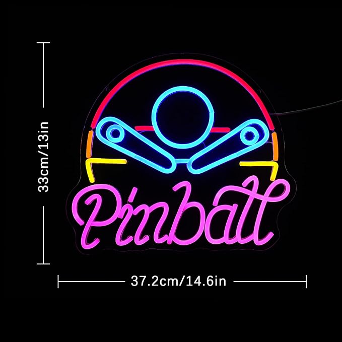 Pinball Neon Sign for Business Game Neon Sign Colorful LED Neon Sign USB Powered LED Neon Light for Bedroom Game Room Mall Game City Man Cave Decoration(14.6"*12.9")