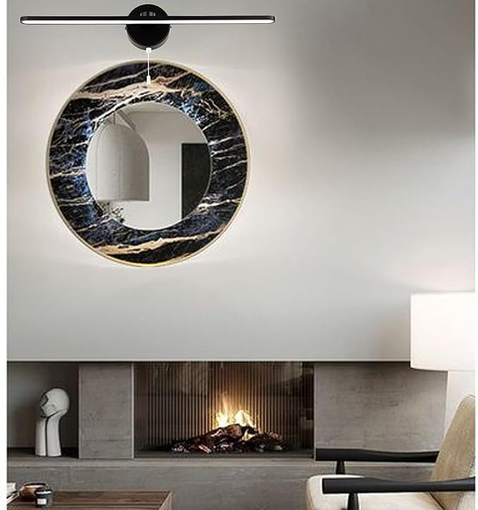 24 Inch LED Vanity Light Bar, Modern Black Bathroom Vanity Light Fixture，Over Mirror sconces Wall Lighting, Wall Light Bar with 3000K/4000K/5000K Dimmable Pull Chain Switch On/Off