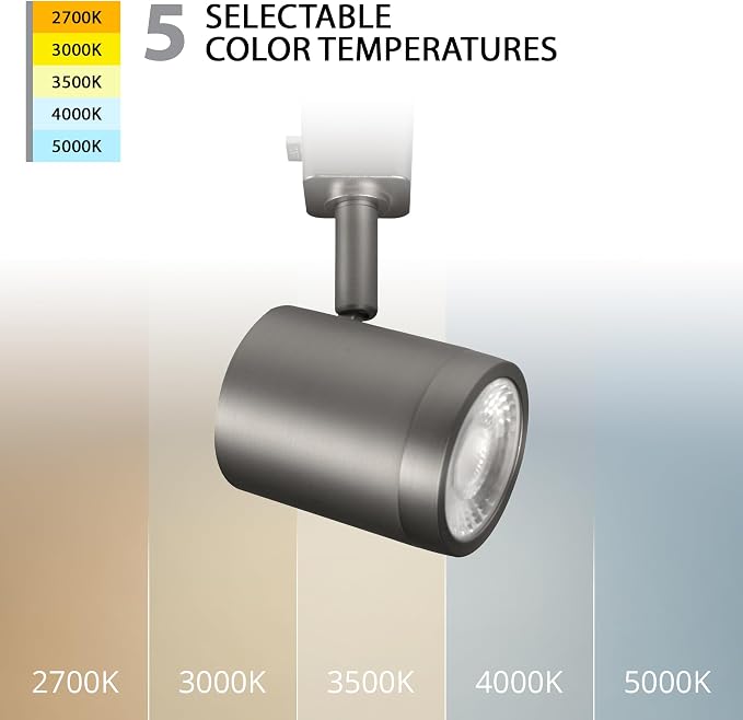 WAC Lighting Charge 8010 LED Adjustable Track Head 5-CCT Selectable 9W 865 Lumens Fully Dimmable in Brushed Nickel for H-Style 3 Wire Track (Pack of 6)