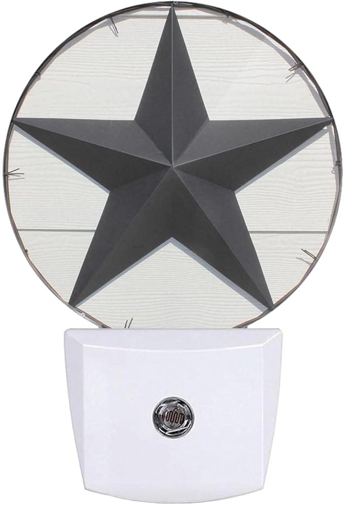 EKOBLA Texas Star Night Lights Plug into Wall Vintage Western Style Retro Star American Led Plug-in Nightlights with Dusk to Dawn Sensor for Home Bedroom Stairway Hallway Kitchen