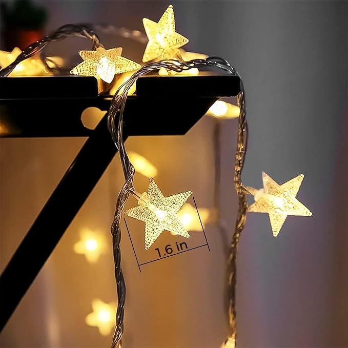 Star String Lights Plug in - 33 ft 100 LED Star Fairy String Lights with Remote and Timer, Waterproof for Bedroom Porch Wedding Party Patio Garden Tent Indoor Outdoor Décor, Warm White | 100 LED Star Bulbs, Connectable, Adjustable Brightness, Waterproo...