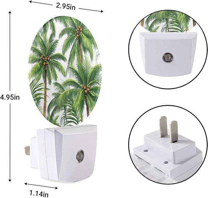 EKOBLA Palm Tree Night Light, Tropical Green Plant Night Lights Plug Into Wall with Dusk to Dawn Sensor for Bedroom and Living Room
