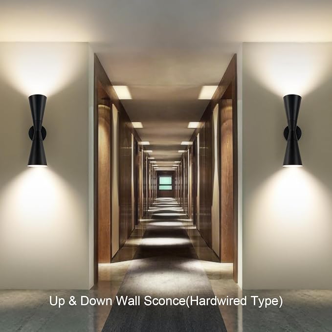 Wall Sconce Bathroom Sconces Lighting, 18 inch Black Modern Sconces Up Down Lights Wall Decor Indoor Wall Light Fixtures for Living Room Hallway Staircase Bedroom Hardwired