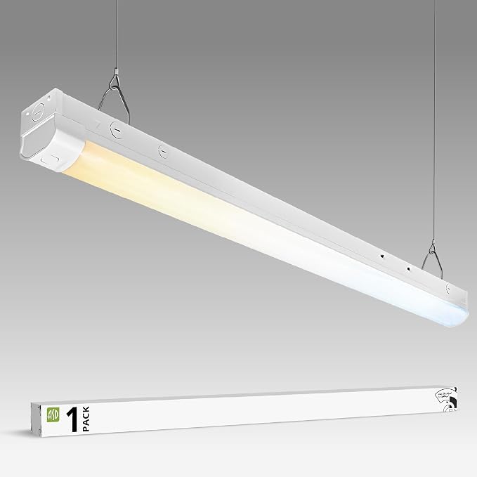 ASD 4ft LED Linear Strip Light Fixture with Q-Base | UL DLC Stairwell Certified Luminaire 20W-40W 120-277V Linkable LED Shop Light | 3500K-5000K Adjustable Commercial Ceiling Lighting