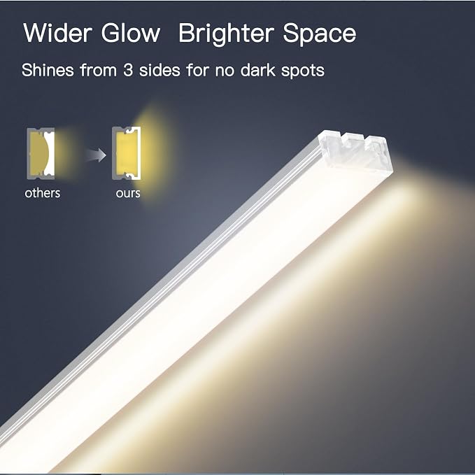 V4light Under Cabinet LED Lighting Bars, 6-Pack, Plug-in, Dimmable | 0.3in Ultra-slim aluminum, touch dimmer, 2700K–6500K adjustable, linkable for closet, shelf, kitchen & display cabinet