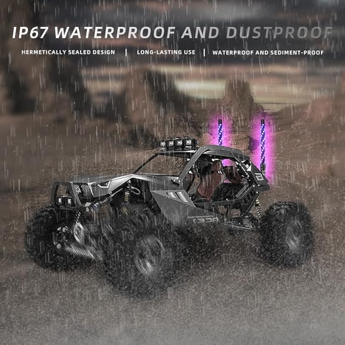 S7 2 Pack 1FT Whip Lights, LED Whip Light with App & Remote Control, Spiral RGB Chasing Lighted Antenna Whips,Whip Light for UTV ATV RZR SXS Can-Am Dune Buggy Offroad Truck (1ft)
