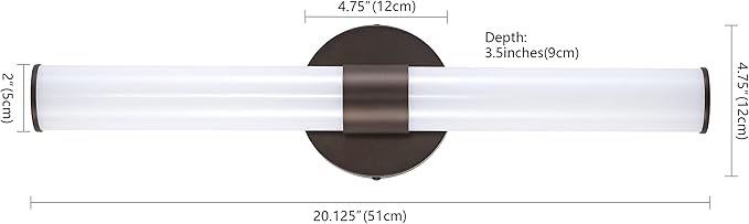 JONATHAN Y 20" Oil Rubbed Bronze/White Integrated LED Vanity Light, Mid-Century Modern Iron Sconce with Frosted Acrylic Shade, Dimmable Bathroom Light Fixture for Mirror, 3000K (JYL7119C)