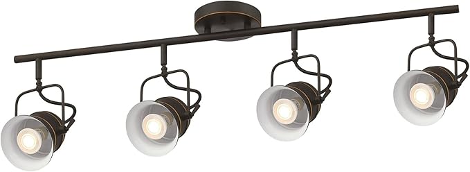 Westinghouse 6116800 Boswell Vintage-Style Four-Light Indoor Track Light Kit, Oil Rubbed Bronze Finish with Highlights,Metal Shades