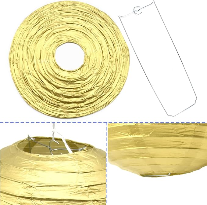 3pcs Paper Lanterns Decorative Round Chinese Paper Lanterns for Birthday Halloween Wedding Baby Bridal Shower Home Decor Party Decoration (12in/Gold)