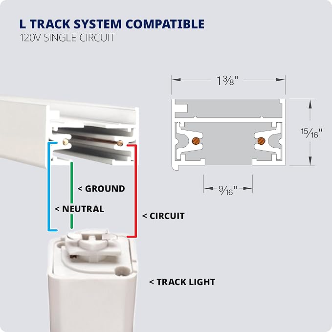 WAC Lighting Charge 8010 LED Adjustable Track Head 5-CCT Selectable 9W 865 Lumens Fully Dimmable in Black for L-Style 2 Wire Track