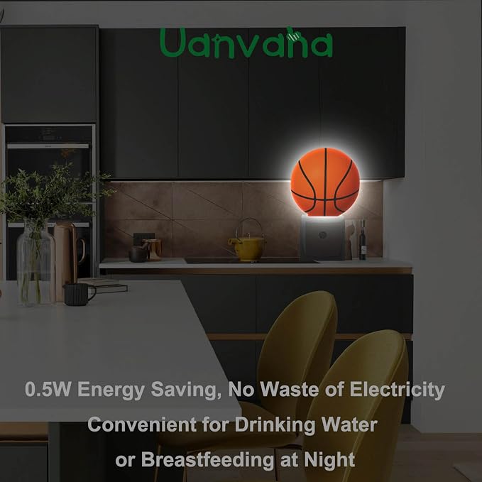 Sports Night Light Basketball Night Lamp for Boys Men Basketball Room Decor American Ball Night Lights Plug into Wall Dusk to Dawn Sensor for Birthday Christmas Gifts