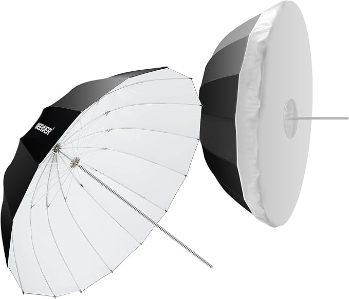 NEEWER 71"/180cm Parabolic Reflective Umbrella Photography with White Inner, Soft Lighting with Diffuser Cover, Bag, Quick Fold for Camera Photo Studio Video Light Shooting Monolight Flash, NS4U | Soft Lighting, with Diffuser Cover, Bag, Quick Fold, fo...