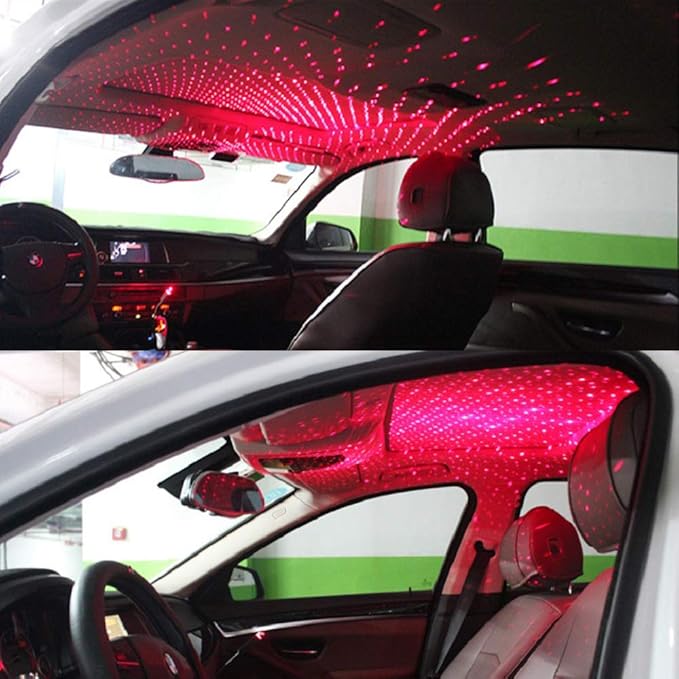 USB Night Light, Star Projector Night Light, Interior Car Lights, Bending Freely Portable Atmospheres Decoration for Car, Ceiling, Bedroom, Party 2 PCS