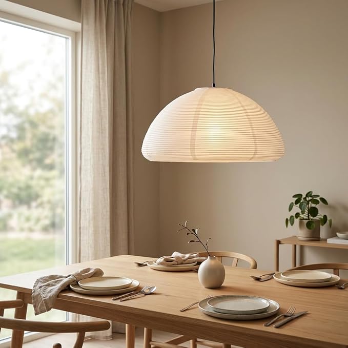 Nogy Rice Paper Lantern Lamp • Paper Lantern with Light - Ambient Lighting with Rice Paper Lamp Shade, Perfect for Home Decor, Easy Installation (Hardwired)