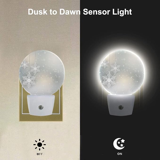 EKOBLA Snowflake Night Light, Christmas Star and Winter Pattern Night Lights Plug Into Wall, 0.5W Sleep Friendly for Xmas Gift
