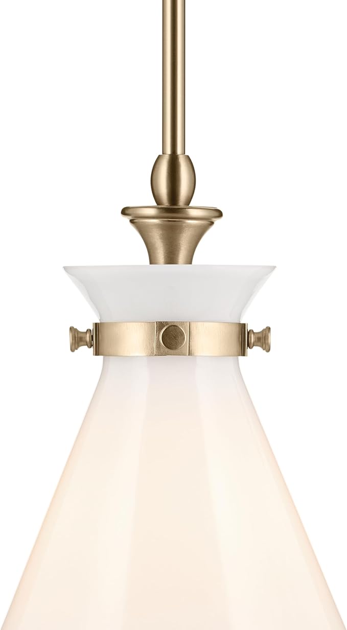 Kichler Laria Pendant Light, Opal Glass, Champagne Bronze | Updated traditional pendant light with opal glass (14.5" x 10.5"), 52774CPZ