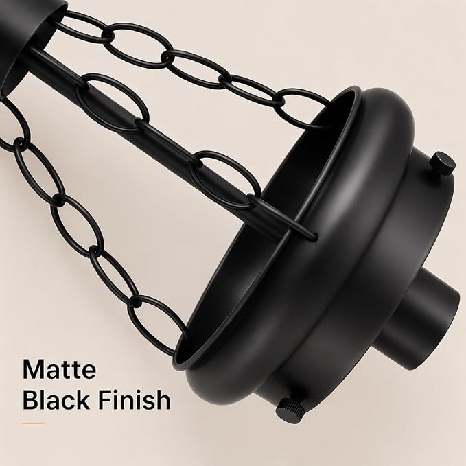 Vintage Matte Black Pendant Light for Kitchen Island, Handblown Textured Milky Glass Hanging Light Fixture, Adjustable Height E26 Pendant Lighting for Dining Room Entryway Hallway