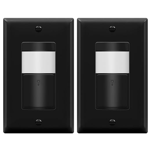 TOPGREENER Motion Sensor Light Switch, No Neutral No Ground Wire, 2 Pack | Occupancy&Vacancy PIR Motion Sensor Switch, Operable Without Ground Wire, Single Pole, UL listed,Wall Plate Included, Black