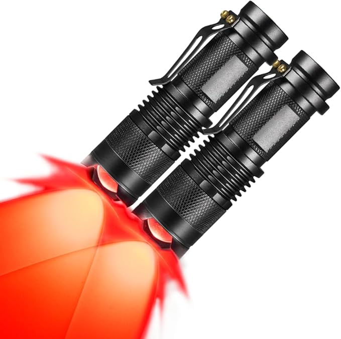 2 Pack Red Light Flashlight Red LDE Red Flashlight Night Vision Torch for Astronomy, Night Observation and Outdoor Activities(2 PCS)