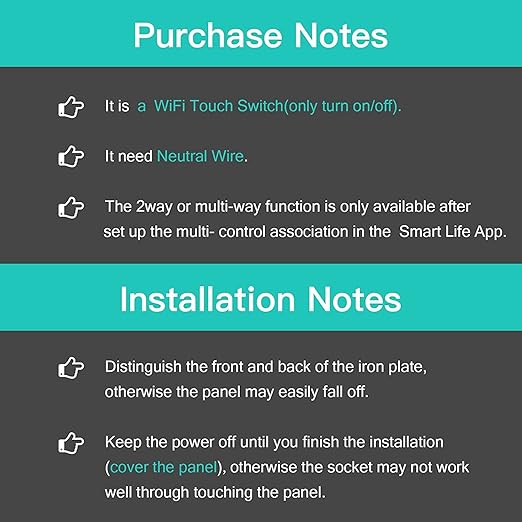 BSEED Smart Light Switch,2 Gang WiFi Touch Switch with Smart Life APP Control and Timing Function,Black Single Pole Switches Work with Amazon Alexa,Google Assistant -(3 Way) Multi-Control Association