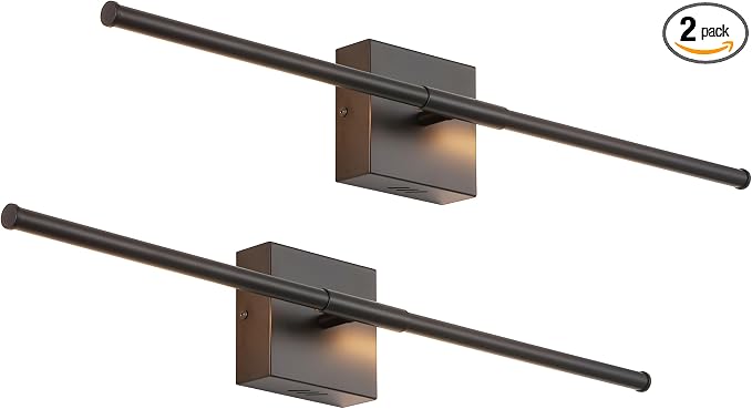 JONATHAN Y Makena 28" 1-Light LED Wall Sconce, Black, Set of 2 | Dimmable, Modern, Integrated 12W, Hardwired, Sleek Metal, Ambient, Bathroom Mirror, Bedroom, Hallway, Vanity Mount