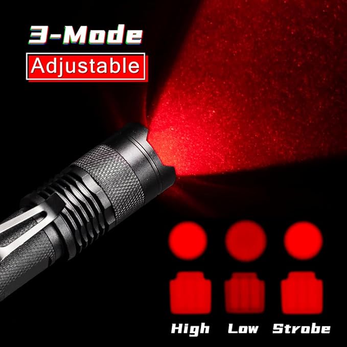 2 Pack Red Light Flashlight Red LDE Red Flashlight Night Vision Torch for Astronomy, Night Observation and Outdoor Activities(2 PCS)