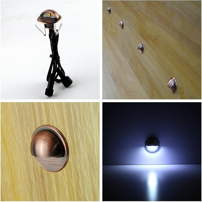 Pack of 6 LED Deck Lights kit Outdoor Garden Yard Decoration Lamp Recessed Landscape Pathway Step Cool White Lighting, Bronze