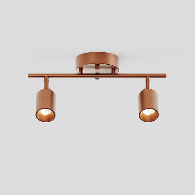 Shura Brushed Copper 2-Light Track Light with Rotatable Heads, Integrated LED Bulbs, 15 in. Track Lighting Kit, 3000k, 1120 Lumens