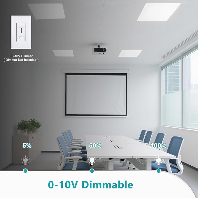 2x2 LED Flat Panel Light for Drop Ceiling 16 Pack | 0-10V Dimmable, 30W/40W/50W Selectable, 4CCT 3000K/4000K/5000K/6000K, Up to 5500LM, ETL Listed, 100-277V